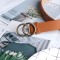 Brown Fashion Casual Wild Round Buckle Belt