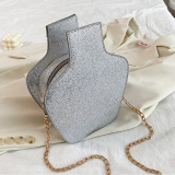 Silver Fashion Embroidered Letter Crossbody Bag