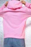 Pink Fashion Casual Print Basic Hooded Collar Tops
