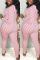 Red Sexy Striped Polyester Long Sleeve V Neck  Jumpsuits