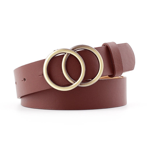 Coffee Fashion Casual Wild Round Buckle Belt