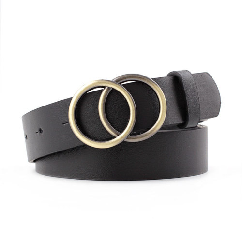 Black Fashion Casual Wild Round Buckle Belt