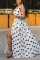 Deep Blue Fashion Sexy Plus Size Dot Print With Belt V Neck Printed Dress