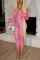 Pink Fashion Casual Solid V Neck Regular Jumpsuits