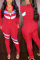 Red Casual Sportswear Patchwork Split Joint Zipper Collar Long Sleeve Two Pieces