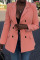Pink Work Daily Solid Patchwork Turn-back Collar Outerwear