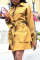 Yellow Casual Solid Patchwork Turndown Collar Dresses