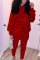 Red Daily Polyester Solid Split Joint Pocket Hooded Collar Long Sleeve Regular Sleeve Regular Two Pieces