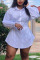 White Casual Solid Square Collar Shirt Dress Dresses