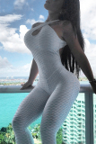 White Sexy Fashion Tight Sleeveless Sports Jumpsuit