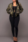 Camouflage Fashion Casual Zipper Collar Long Sleeve Regular Sleeve Camouflage Print Plus Size
