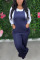 Blue Casual Polyester Solid Pocket Jumpsuits