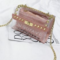Pink Fashion Casual Letter See-through Crossbody Bag