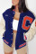 Deep Blue Fashion Casual Patchwork Cardigan Outerwear