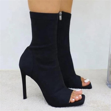 Black Daily Hollowed Out Sequins Pointed Leather Shoes