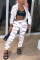 White Fashion Casual Camouflage Print Cardigan Pants Long Sleeve Two Pieces