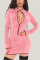 Pink Daily Solid Split Joint Zipper Collar Wrapped Skirt Dresses