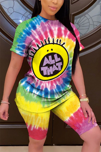 Multicolor Fashion Casual Printed Two-piece Set