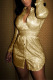 Gold Street Solid Turndown Collar Wrapped Skirt Dresses