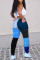 Blue Fashion Casual Patchwork Mid Waist Trousers