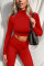 Red Fashion Casual Solid Basic Turtleneck Tops