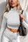 White Fashion Casual Solid Basic Turtleneck Tops