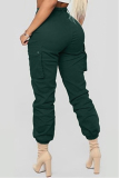 Green Drawstring Mid bandage Straight Pants Pants