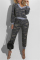 Camouflage Fashion Casual Camouflage Print Basic V Neck Long Sleeve Two Pieces