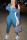 Blue Casual Split Joint Skinny Jumpsuits