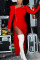 Red Fashion Sexy Solid Color Irregular Long Sleeve Dress