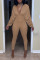 Brown Fashion Casual Solid Without Belt V Neck Skinny Jumpsuits