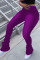 Purple Fashion Casual Solid Basic Regular Mid Waist Trousers