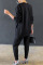 Black Work Daily Solid O Neck Long Sleeve Two Pieces