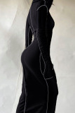 Black Casual Solid Hooded Collar Pencil Skirt Dresses
