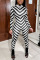 White Sexy Striped Print O Neck Regular Jumpsuits