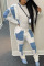 White Street Solid Patchwork Turndown Collar Long Sleeve Two Pieces