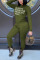 Army Green Casual Letter Solid O Neck Long Sleeve Two Pieces