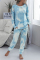 BlueWhite Fashion Casual Printed Home Wear Set