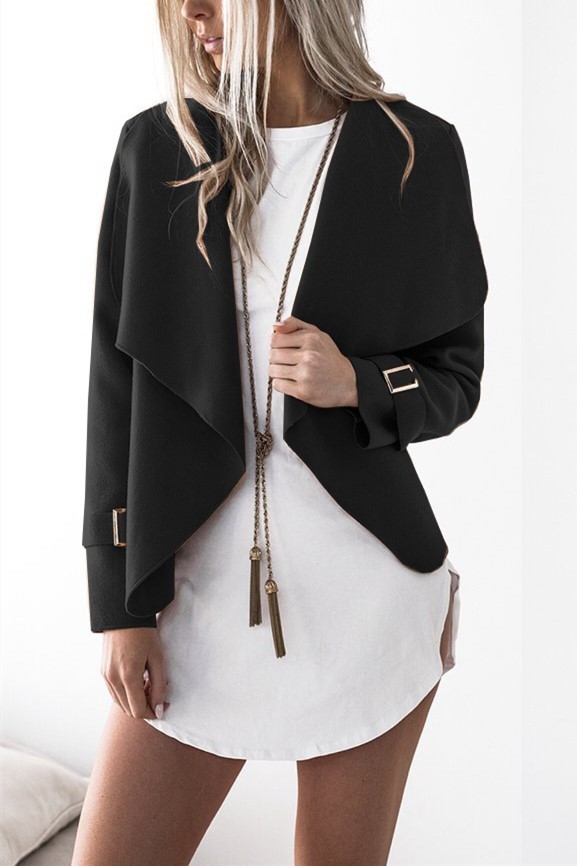 Black Fashion Casual Lapel Coat Top