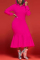 Rose Red Fashion Casual Solid Basic Hooded Collar Long Sleeve Dress Dresses