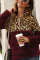 Khaki Fashion Patchwork Long Sleeve Leopard Print Top