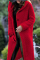 Red Fashion Cardigan Hooded Long Jacket