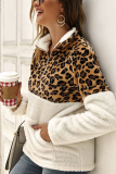 Black Fashion Patchwork Long Sleeve Leopard Print Top