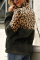 Khaki Fashion Patchwork Long Sleeve Leopard Print Top