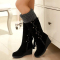 Black Fashion Casual Split Joint Strap Design Keep Warm Boots