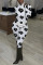 Black And White Living Print Split Joint Turtleneck Long Sleeve Two Pieces