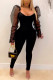 Black Fashion Sexy Solid Split Joint O Neck Skinny Jumpsuits