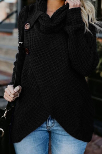 Black Fashion Casual Solid Patchwork Turtleneck Tops