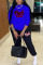 Blue Casual Letter Print Patchwork O Neck Long Sleeve Two Pieces