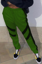 Green Sportswear Solid Patchwork With Belt Regular High Waist Pencil Bottoms